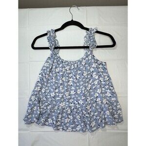 Sim Sam Womens Babydoll Sleeveless Ruffle Floral Top XS Cottagecore Fairy